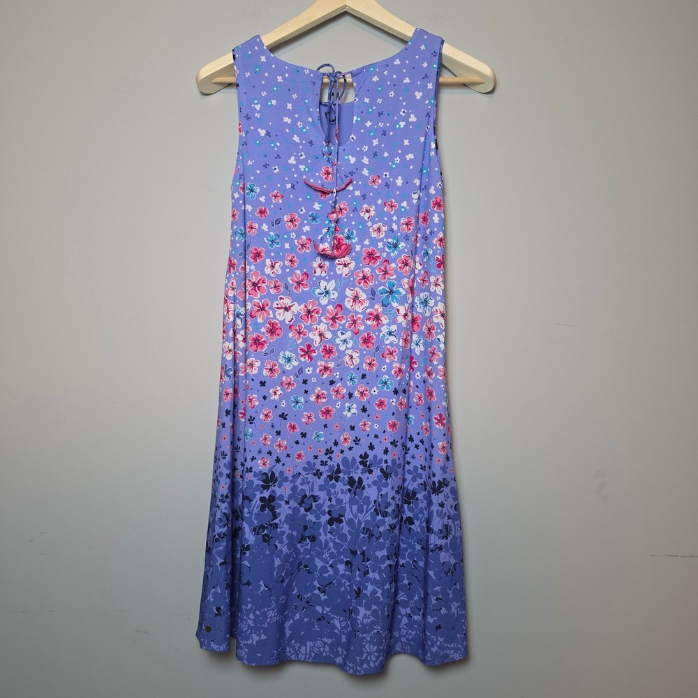 Hatley Floral Print Sleeveless Purple Shift Mini Dress with Tassels Size XS - Picture 9 of 13